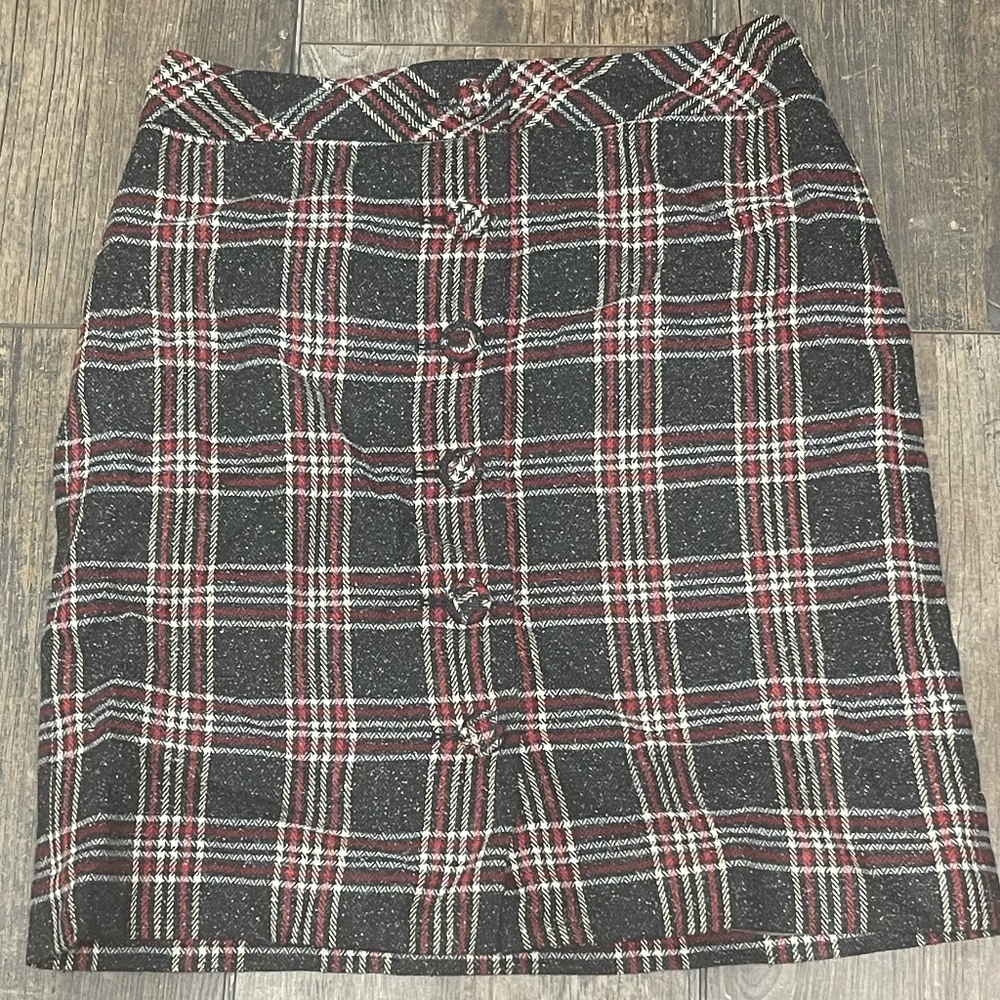 Anne Taylor Wool Pencil Skirt Christmas Plaid Size 2